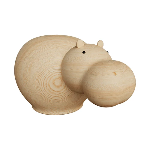 Hibo Hippopotamus木河马摆件