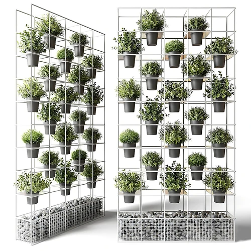 现代植物盆栽,植物墙,绿植,石子石头