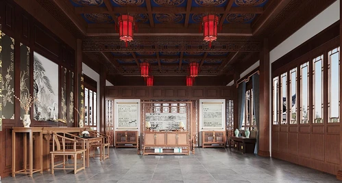 中式展厅中堂