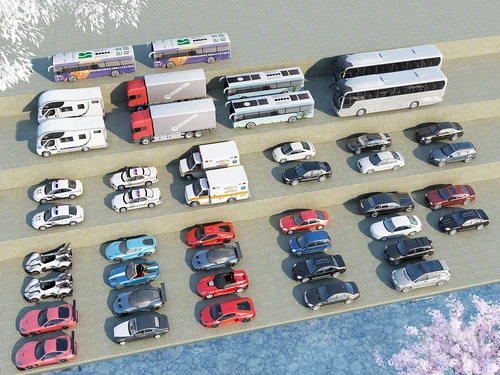 现代房车货车大巴车警车汽车3d模型