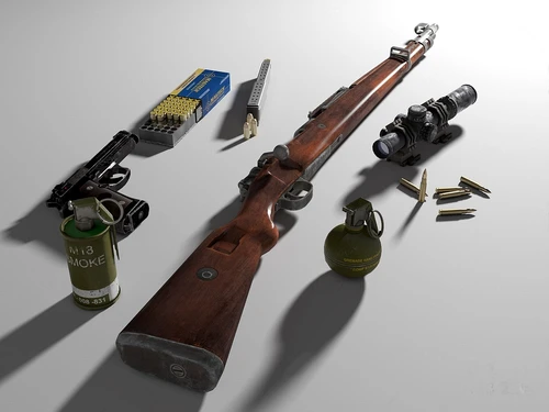 现代毛瑟Kar98K狙击步枪配件3d模型