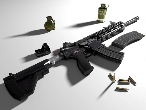 现代HK416步枪武器配件3d模型