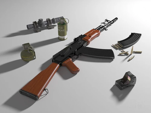 现代AK74步枪武器配件3d模型