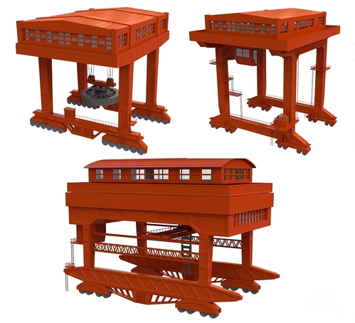 现代起重机吊塔吊车3d模型