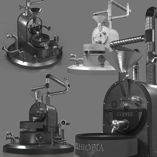 工业风老式咖啡加工机3d模型