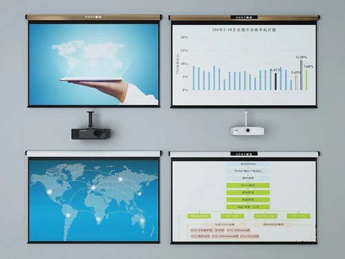 现代投影仪投影幕布3d模型