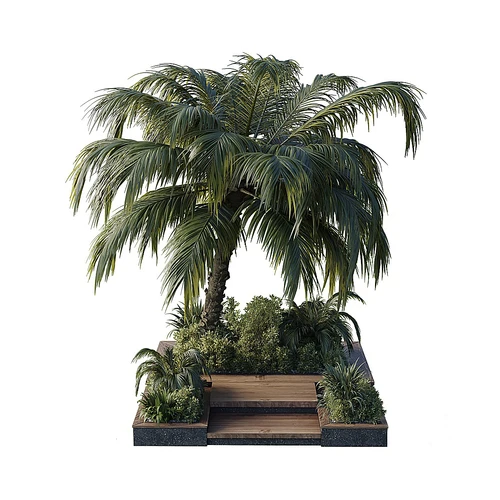 现代公园植物堆座椅组合