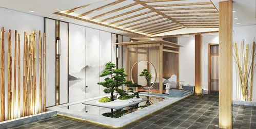 新中式会所走廊过道3d模型
