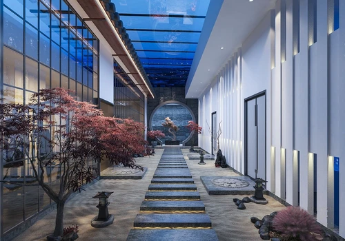 新中式酒店走廊过道3d模型