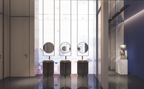新中式轻奢酒店公共卫生间3d模型
