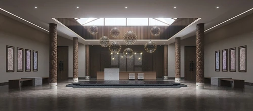 新中式酒店大堂3d模型
