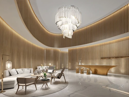 现代轻奢酒店大堂前台3d模型