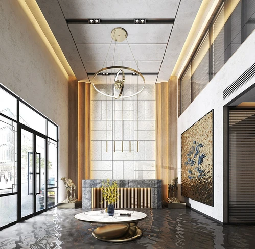 现代酒店大厅前台3d模型