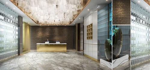现代轻奢酒店大堂前台3d模型