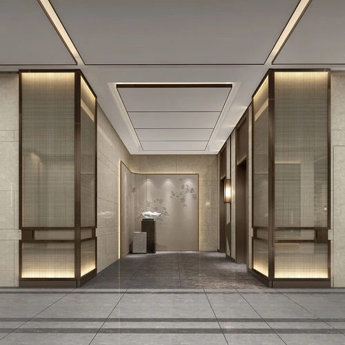 现代酒店电梯厅3d模型