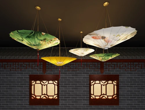 中式油纸伞吊灯