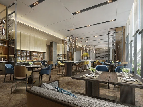 新中式酒店全日自助餐厅3d模型
