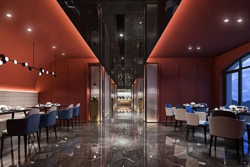 现代酒店自助餐厅3d模型