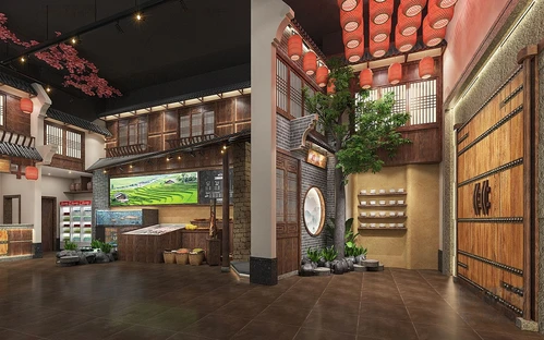 中式中餐厅过道菜品区3d模型