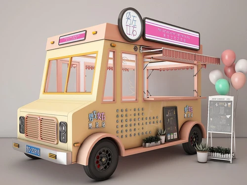 现代快餐车奶茶店3d模型
