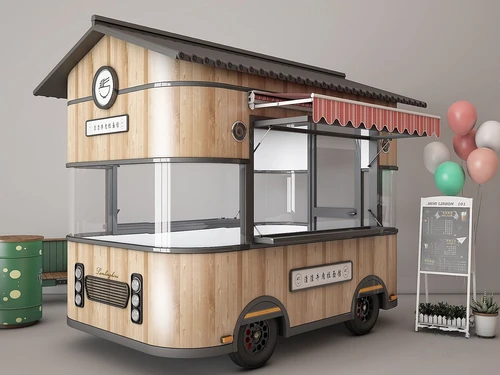 现代快餐车奶茶店3d模型