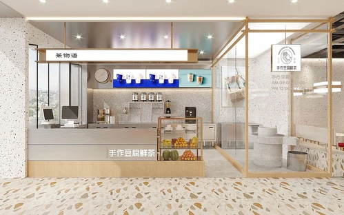 现代奶茶店3d模型