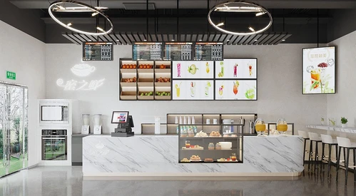现代奶茶店甜品店3d模型