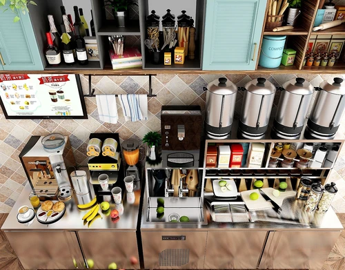 现代咖啡奶茶店操作台3d模型