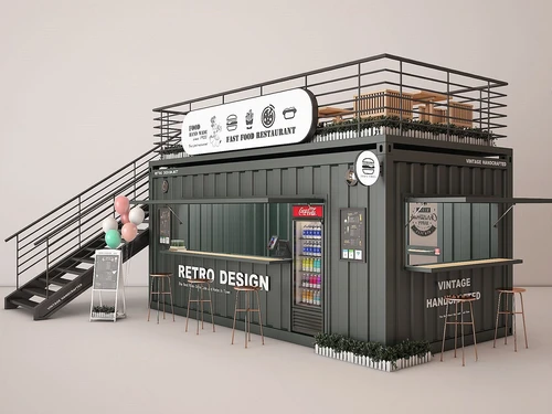 工业风集装箱快餐店奶茶店3d模型