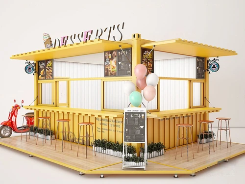 工业风集装箱快餐店奶茶店3d模型
