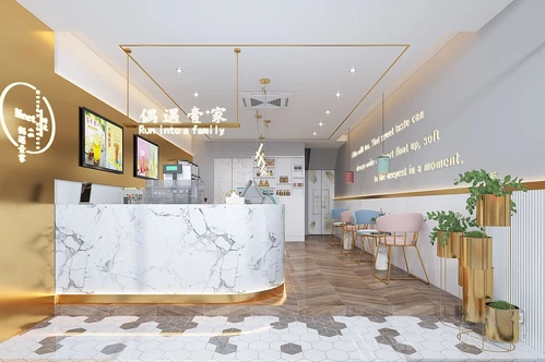 北欧奶茶店甜品店3d模型