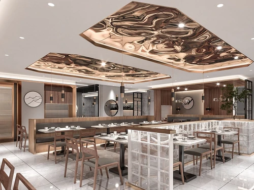 新中式轻奢快餐厅3d模型