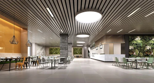 现代员工餐厅3d模型