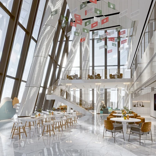 现代复式快餐厅3d模型