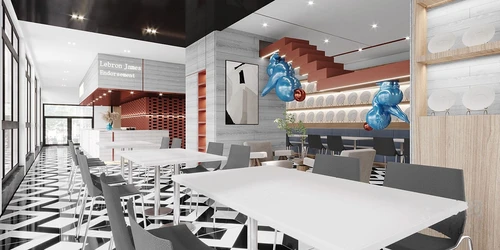 现代轻奢休闲餐厅3d模型