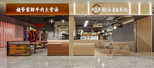 现代商场特色快餐店3d模型