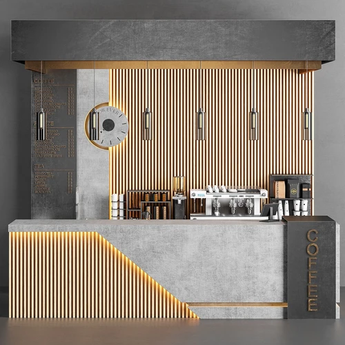现代咖啡店工作台3d模型