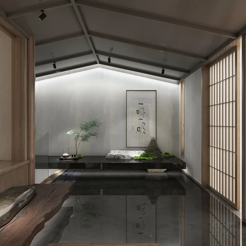 新中式茶楼玄关过道3d模型