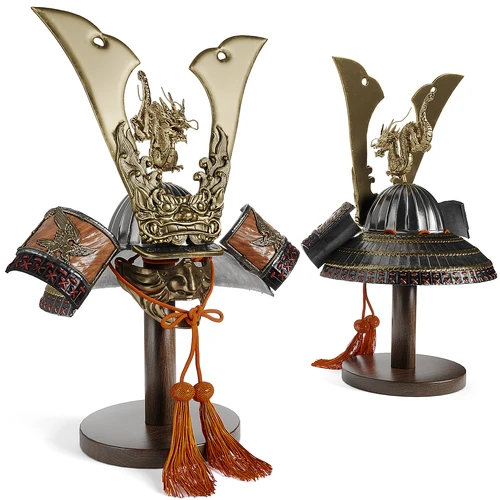 日本神话般的武士头盔和面具