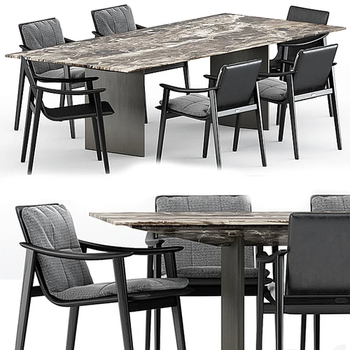 Minotti的FYNN椅子和LINHA DINING TABLE 3