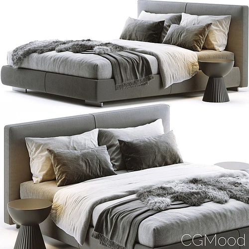 Flexform 现代布艺双人床