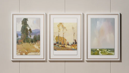 美式风景油画装饰画组合