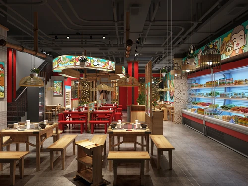 工业风火锅店大厅
