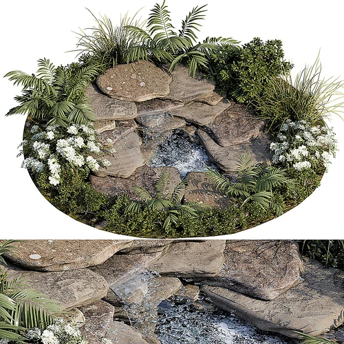 现代流水石头景观小品
