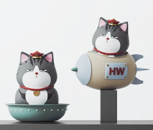 现代吾皇万睡猫手办玩具3d模型