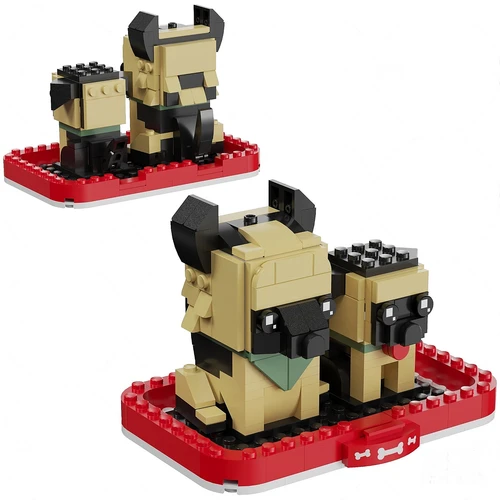 现代德国牧羊犬乐高玩具3d模型