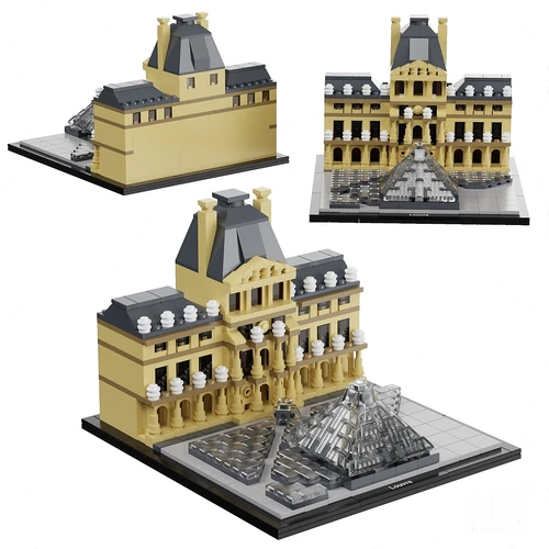 现代法国卢浮宫乐高玩具3d模型