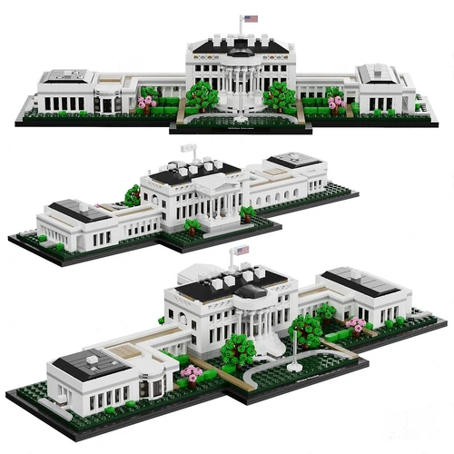 现代美国白宫乐高玩具3d模型