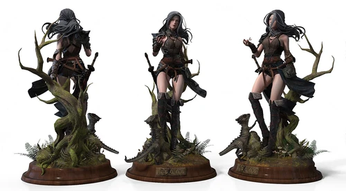 现代丛林少女手办3d模型