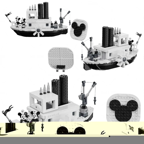 现代乐高米奇蒸汽船玩具3d模型